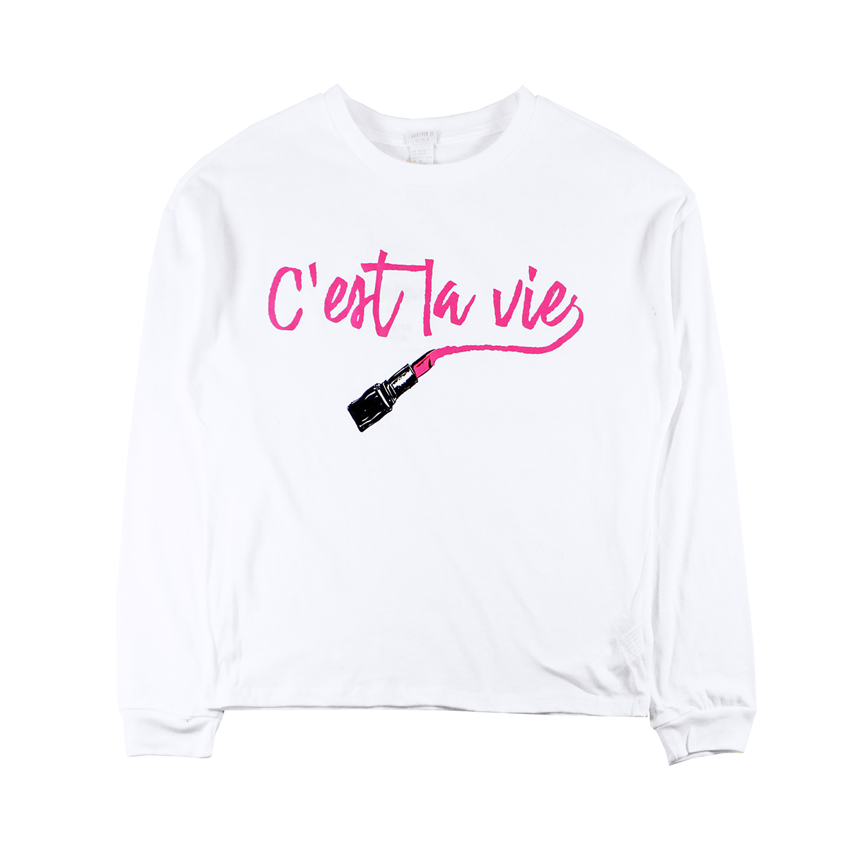 C' EST LA VIE | GIRL'S LONG SLEEVE | WHITE| – Offprice Liquidator