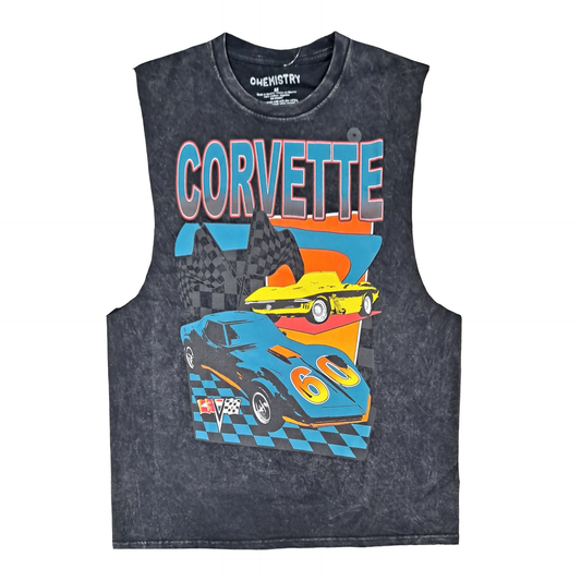 CORVETTE| MEN'S TANK TOP |BLACK MINERAL WASH