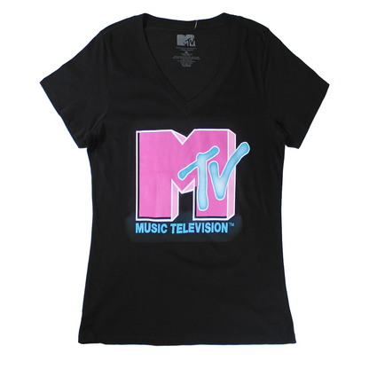 MTV : PINK LOGO | WOMEN'S TEE | BLACK|