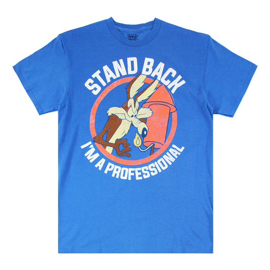 STAND BACK I'M PROFESSIONAL : WILE E. COYOTE| MEN'S TEE| BLUE|