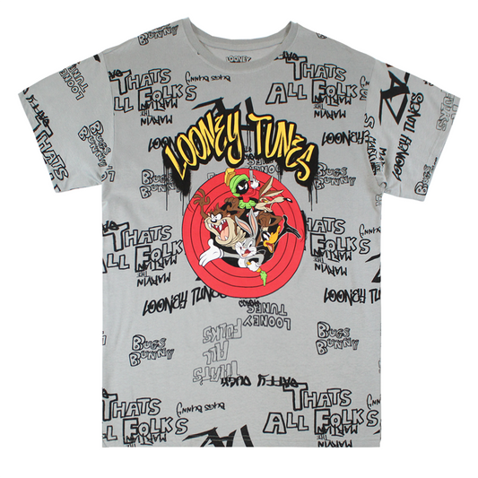 LOONEY TUNES GRAFFITI ALL OVER| MEN'S TEE| GRAY |