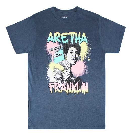 ARETHA FRANKLIN : GRAFFITI | MEN'S TEE| HEATHER NAVY |