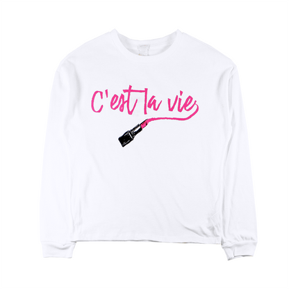 C' EST LA VIE | GIRL'S LONG SLEEVE | WHITE|