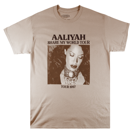 AALIYAH SHARE MY WORLD TOUR| MEN'S TEE| BROWN|