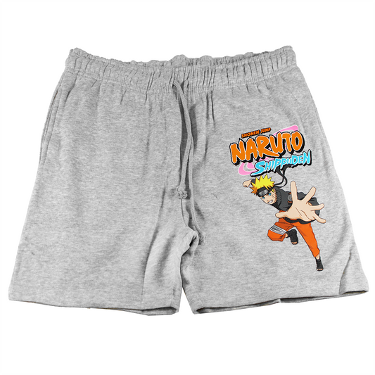 NSSH3711AO NARUTO SHIPPUDEN LOGO| MEN'S SHORT | HEATHER GREY |