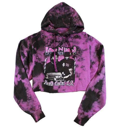 BOYZ N THE HOOD | WOMEN'S CROP HOODIE | PURPLE DYE |