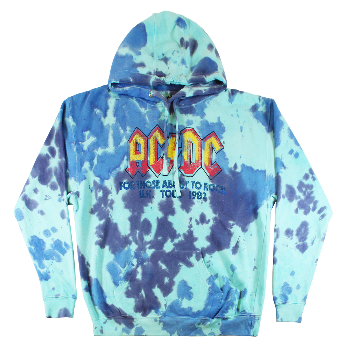 AC/DC : U.K. TOUR 1982 | MEN'S HOODIE |TIE DYE BLUE |