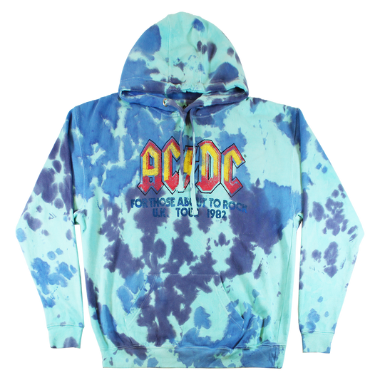 AC/DC : U.K. TOUR 1982 | MEN'S HOODIE |TIE DYE BLUE |