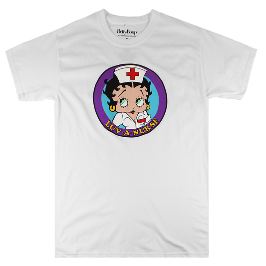 TS23888BTBU: BETTY BOOP LUV A NURSE | MEN'S TEE | WHITE |