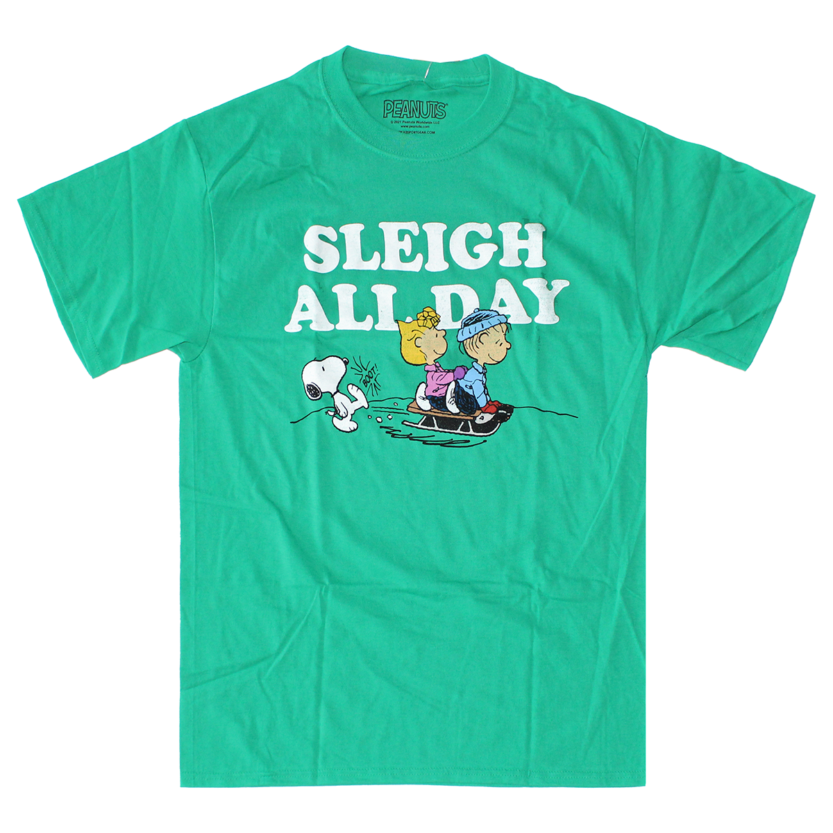 TS26412PEAU: PEANUTS SLEIGH | MEN'S TEE | GREEN |