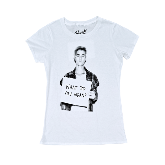 "WHAT DO YOU MEAN?" : JUSTIN BEIBER | WOMEN'S TEE | WHITE