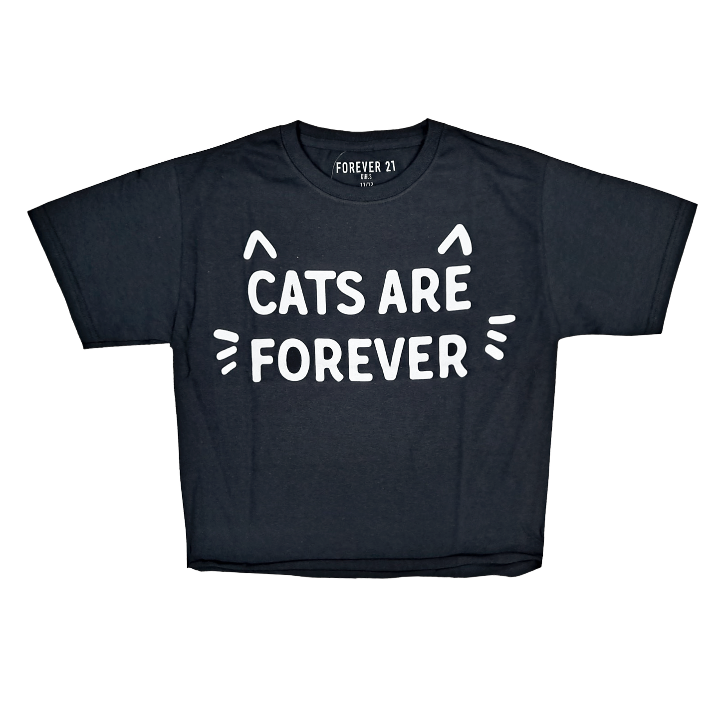 CATS ARE FOREVER | WOMEN'S CROP TOP | BLACK AND OFF WHITE