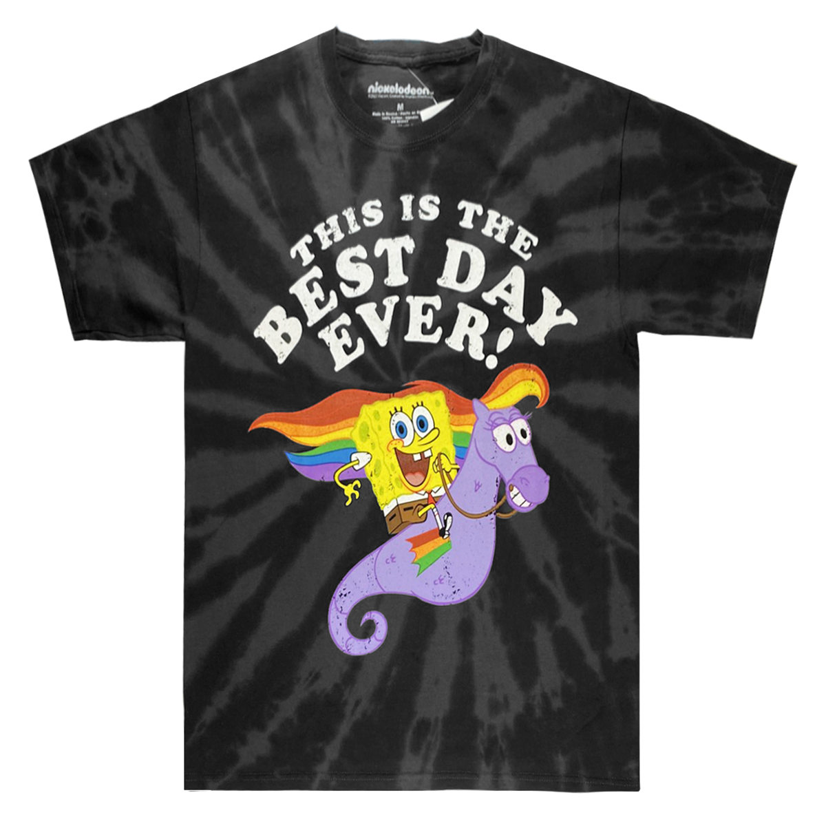 SPONGE BOB : BEST DAY EVER | MEN'S TEE| BLACK TIE DYE|