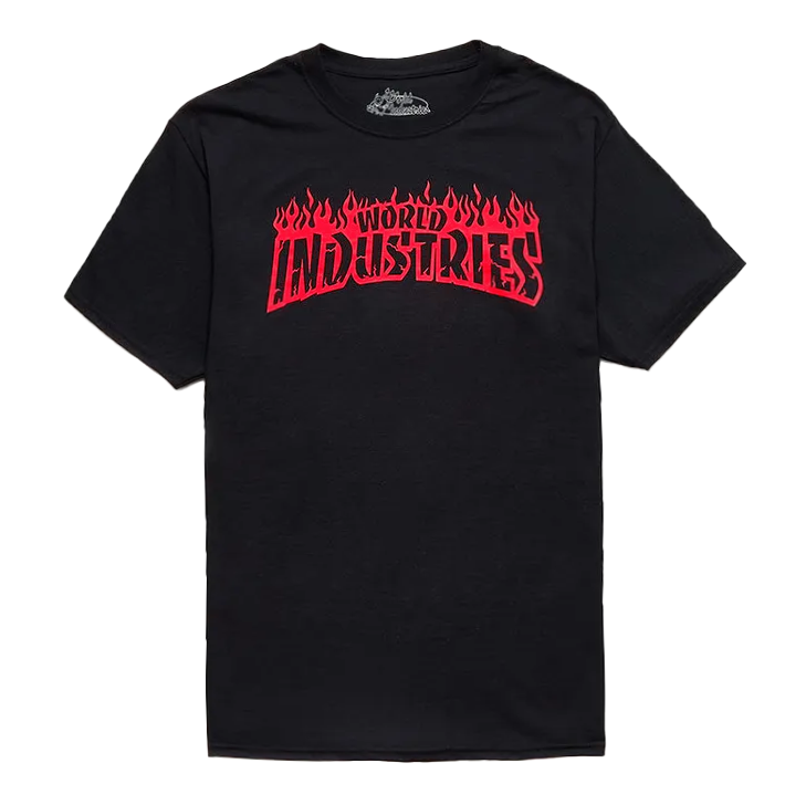 TS28296WOIU:RED FLAME WORLD INDUSTRIES | MEN'S TEE| BLACK |