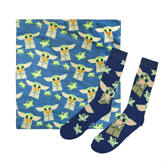 THE MANDALORIAN : GROGU | MEN'S CREW SOCKS & BANDANA | BLUE|